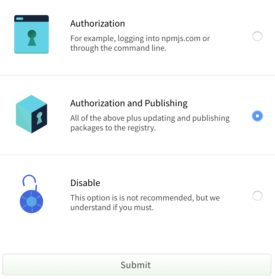 Screenshot showing 2FA types