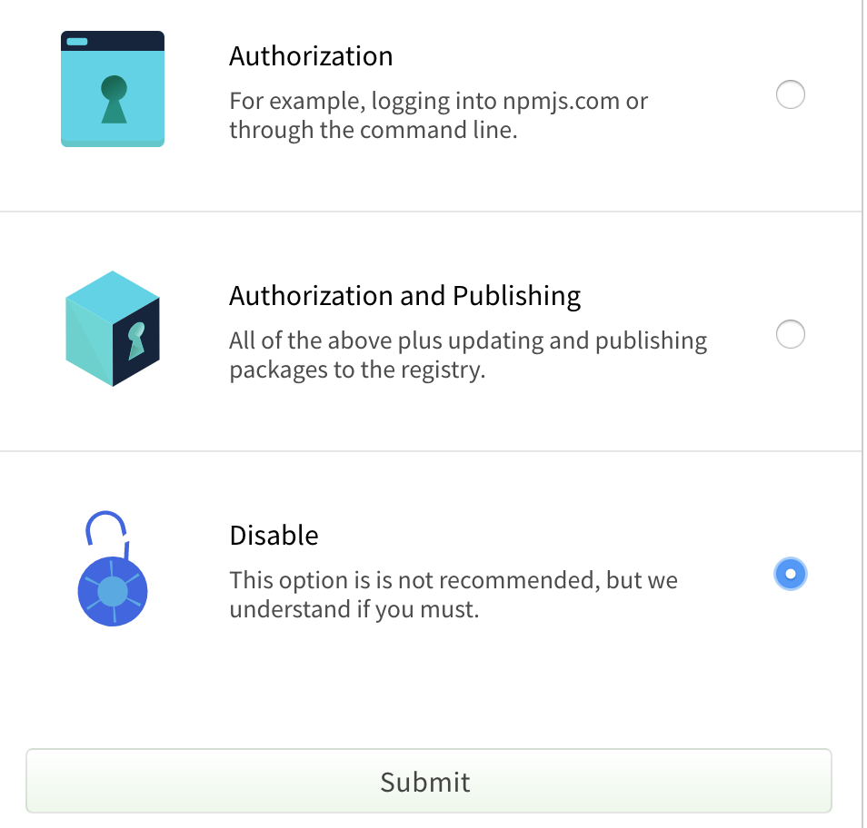 Screenshot showing Disable 2FA button
