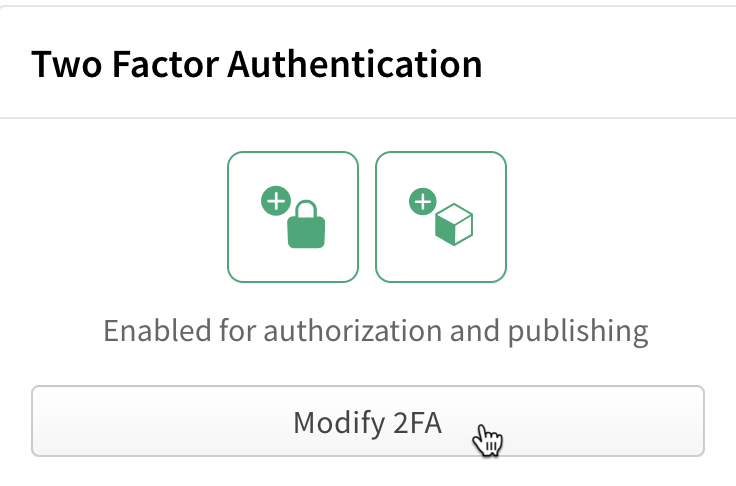 Screenshot showing Modify 2FA button